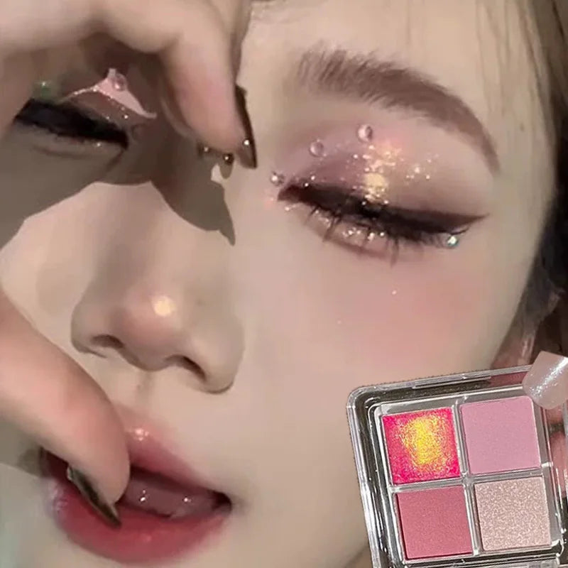 Chameleon Glitter Eyeshadow Palette – 4-Color Metallic Pink