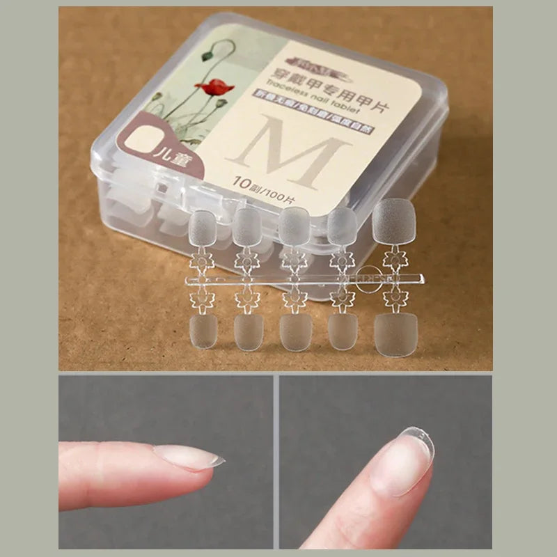 100 PCS Kids Fake Nail Tips False Nails Press On Nails Coffin Artificial Nails Clear Fake Nail Tips For Extension Manicure Tool Peaceful Pleasures Health and Wellness