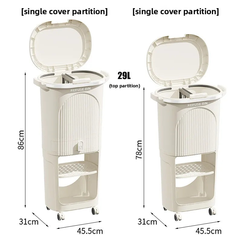 Double-Layer Large Capacity Japanese-Style Kitchen Trash Bin Dry-Waste Separation Organizer Rack Space-Saving Storage Solution Peaceful Pleasures Health and Wellness
