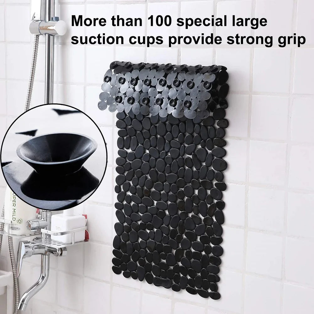 Non-Slip Pebble Bath Mat | Suction Cups & Drain Holes