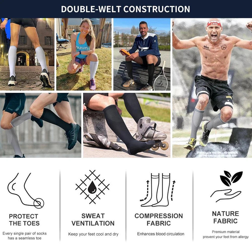 WEFITON 1Pair Compression Socks for Women and Men 20-30mmHg-Circulation Support Socks - for Running, Athletic,Flight Sock，Sports Peaceful Pleasures Health and Wellness