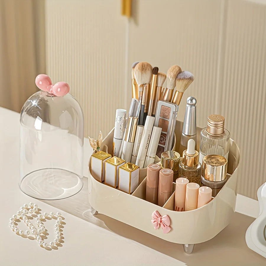 Large Capacity Makeup Organizer & Cosmetic Display Case with Brush Holder – Desktop Storage