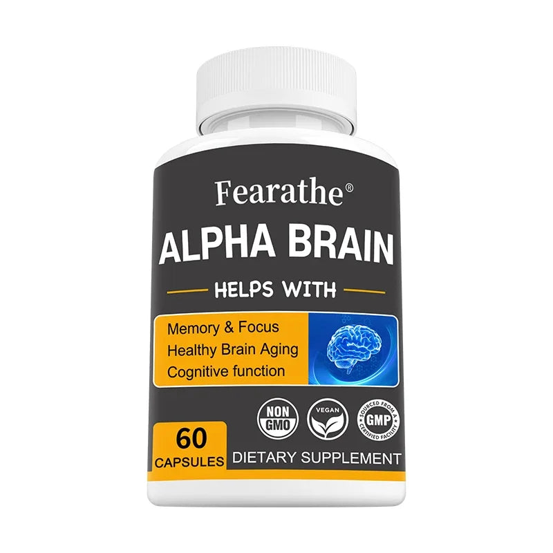 Alpha Brain Nootropics Brain Supplement for Men and Women - Memory, Mental Clarity & Cognition with Vitamin B6, Focus Capsules Peaceful Pleasures Health and Wellness 60 count-1 bottle