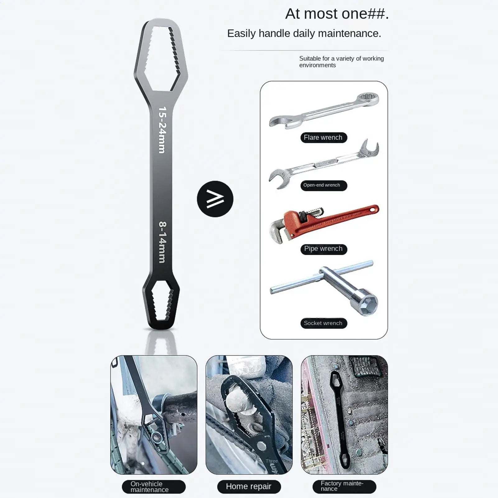 5-Piece Self-Tightening Double-Ended Wrench Set | CrV Steel Adjustable Wrench Set Peaceful Pleasures Health and Wellness China Mainland