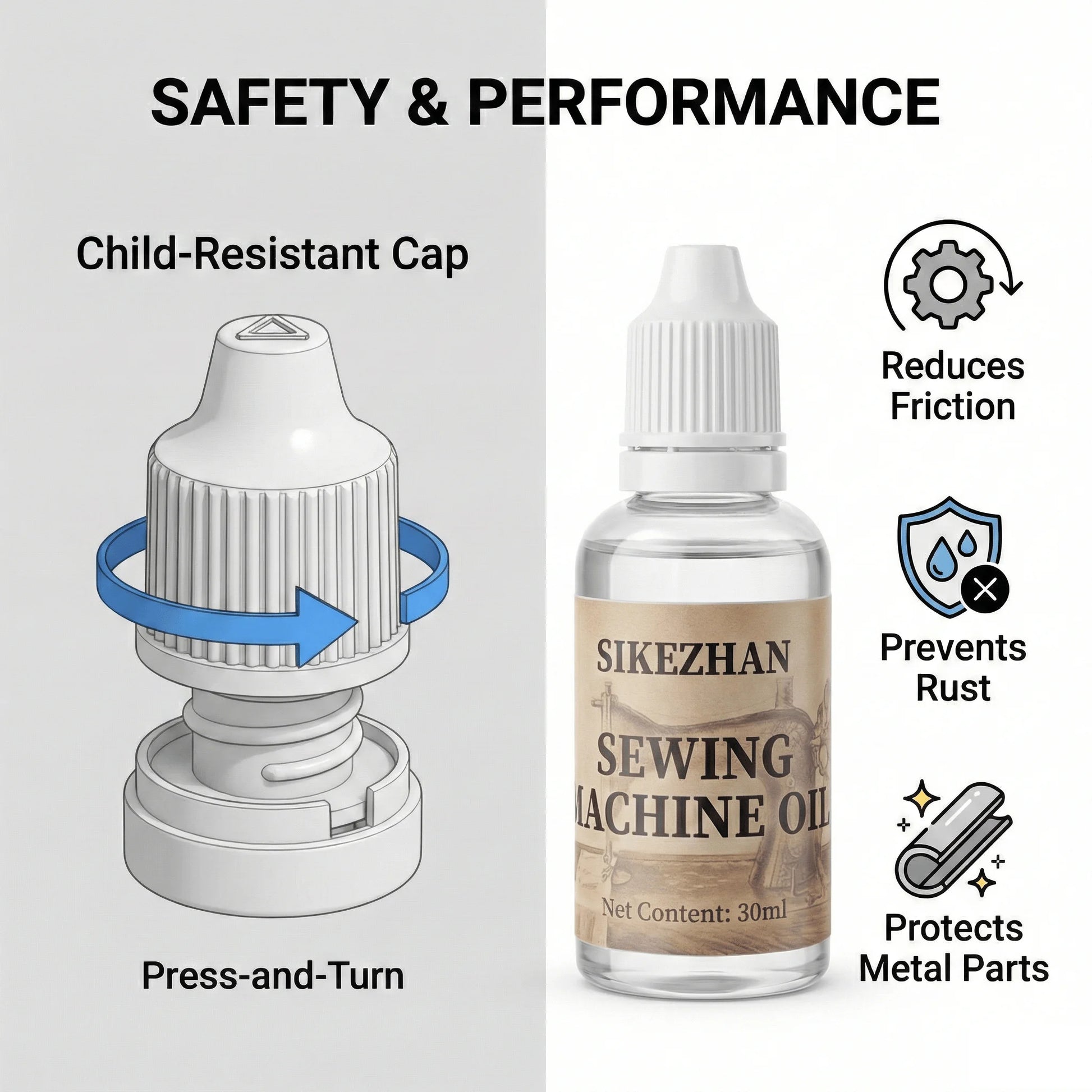 Universal Sewing Machine Oil High-Temp Lubricant for Door Hinges, Locks, Garage & Fans - Anti-Rust Household Maintenance Lube Peaceful Pleasures Health and Wellness