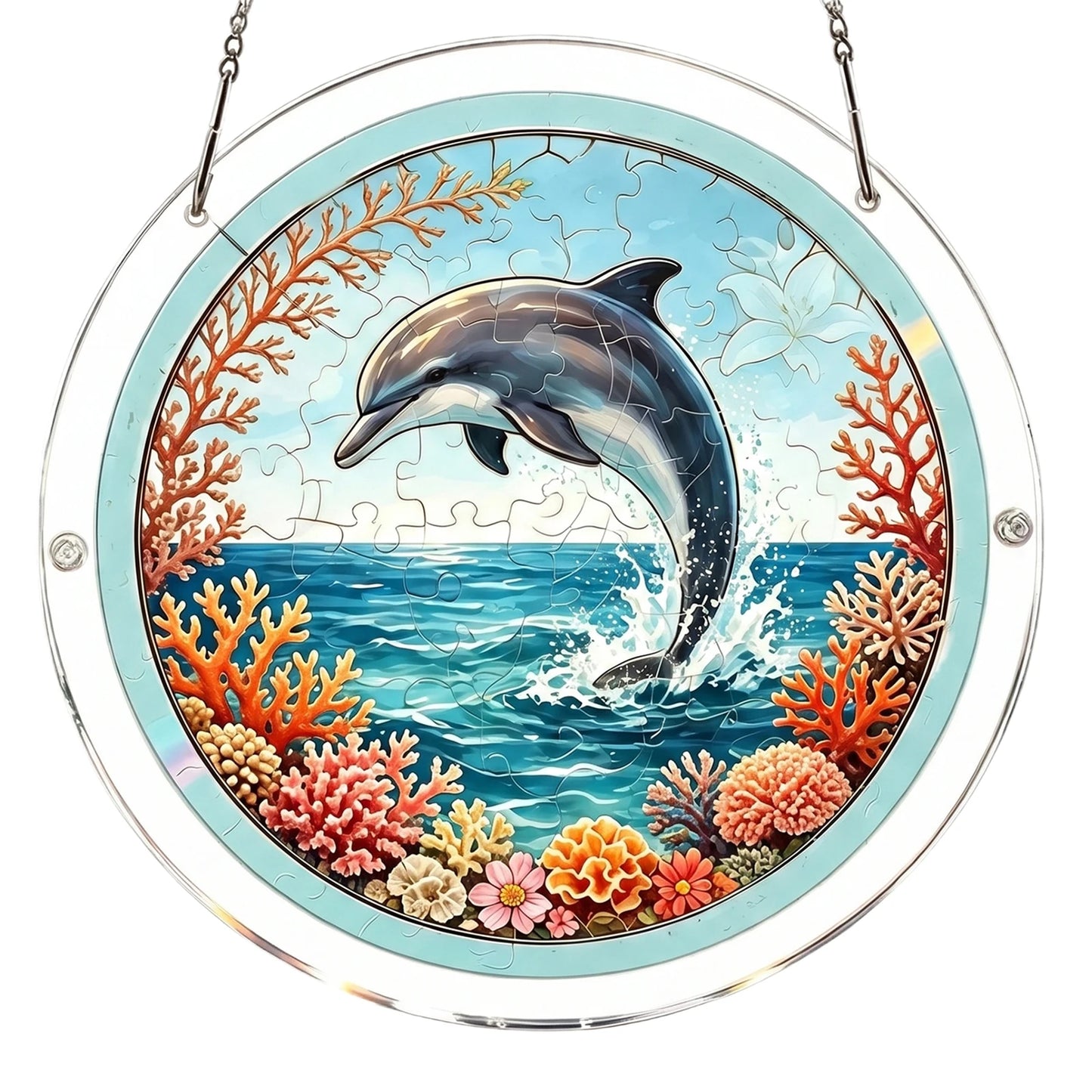 Sun Catcher Puzzle Curtain Decoration Unique Acrylic Sun Catcher Puzzle Kit 7.36 Inch for Doors Garden and Window Hanging Home Peaceful Pleasures Health and Wellness Q