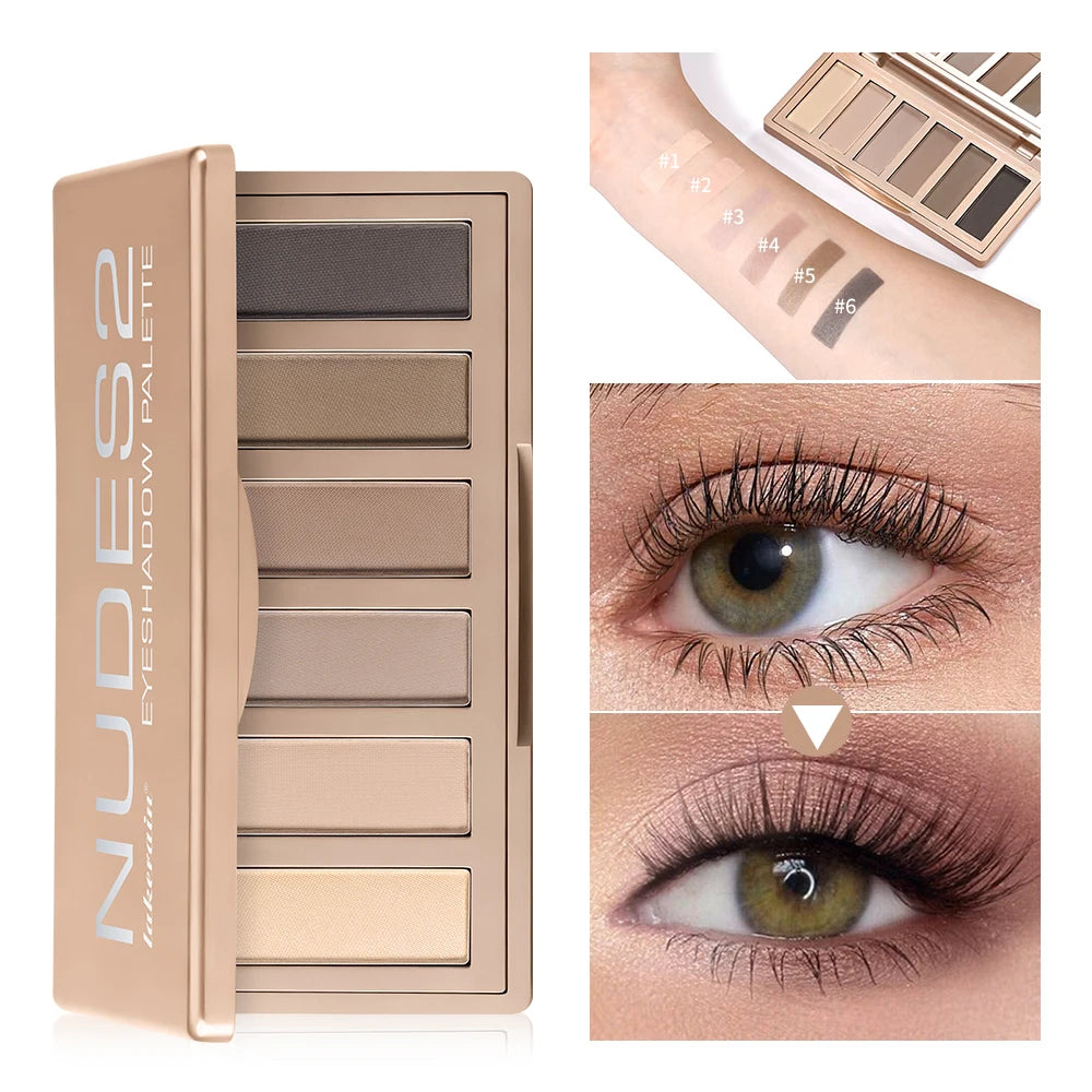 Naked 2 Basics Matte Neutral Eyeshadow Palette and Mirror Shadow Six Colors Contouring Neutral Eyeshadows Long-Lasting Makeup Peaceful Pleasures Health and Wellness