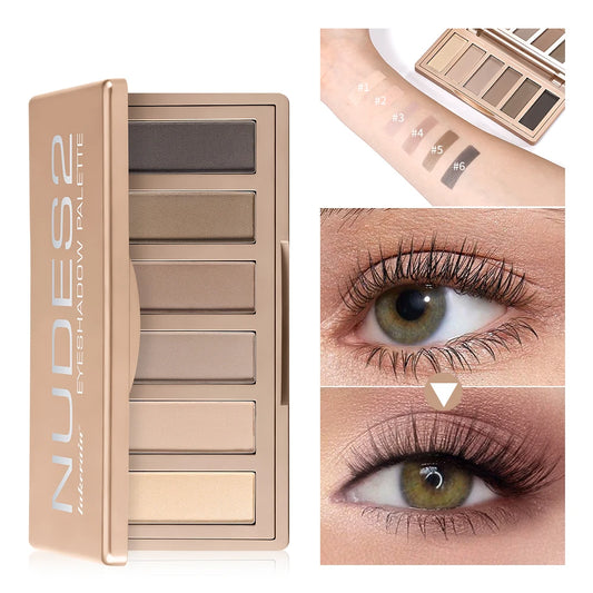 Naked 2 Basics Matte Neutral Eyeshadow Palette and Mirror Shadow Six Colors Contouring Neutral Eyeshadows Long-Lasting Makeup Peaceful Pleasures Health and Wellness