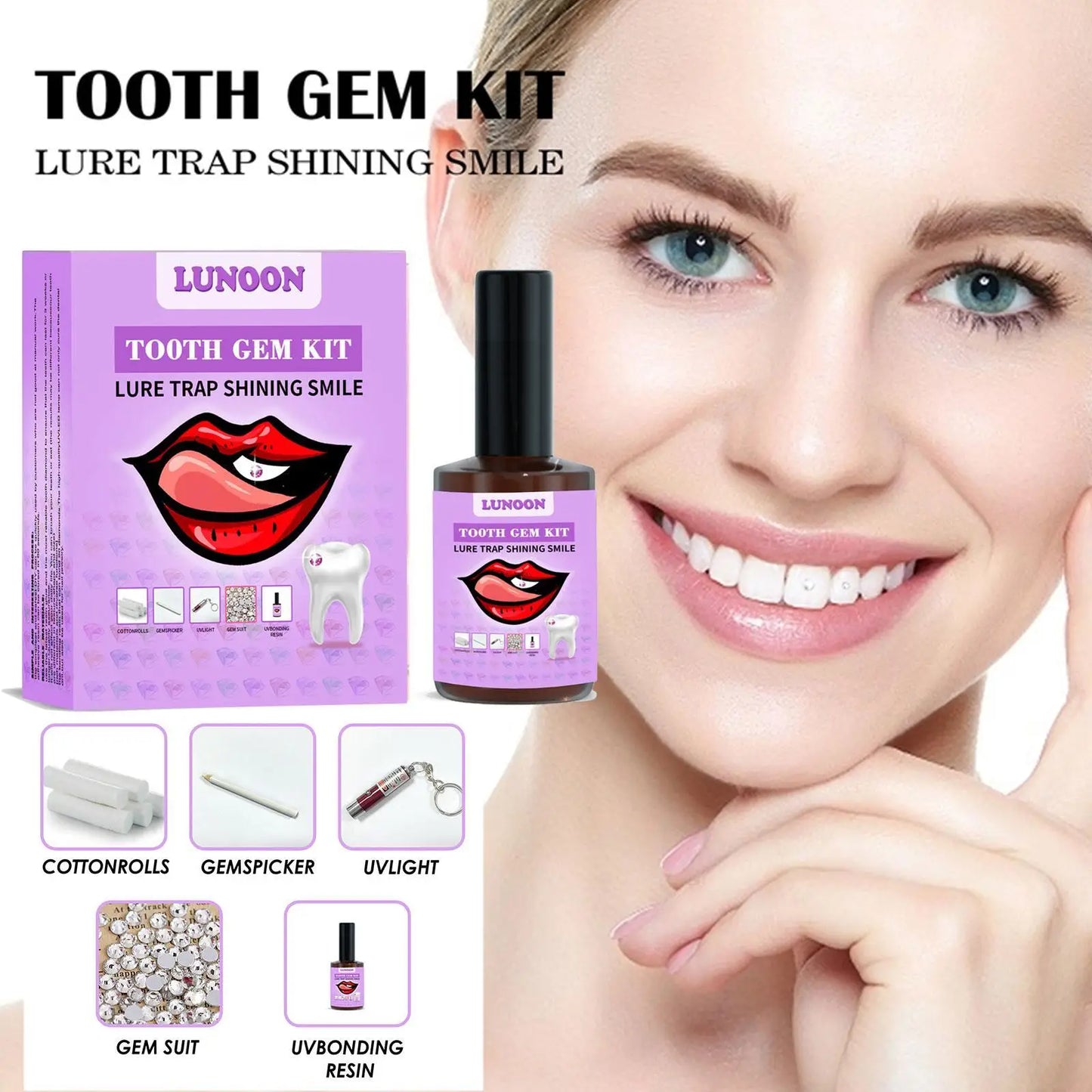DIY Tooth Gem Kit – Crystals, UV Glue & LED Light