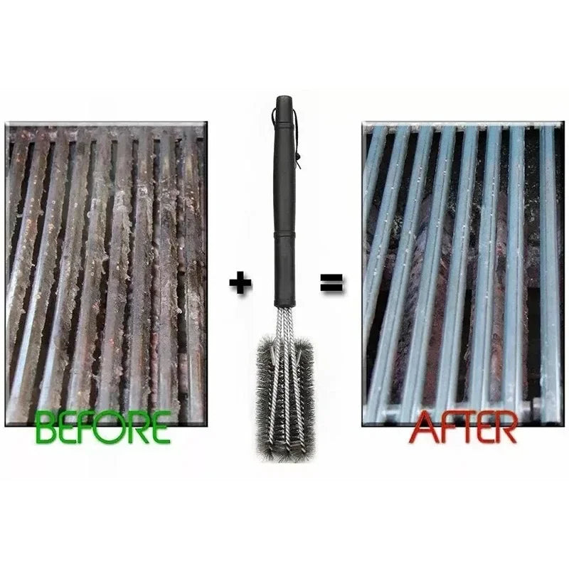 Grill Cleaning Brush BBQ Tool Grill Brush 3 Stainless Steel Brushes In 1 Cleanin Bbq Accessories Best Cleaner Barbecue bbq Peaceful Pleasures Health and Wellness