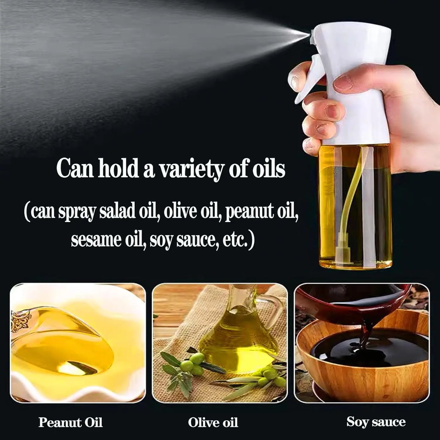 Oil Sprayer for Cooking,300ml Olive Oil Spritzer,Oil Sprayer for Air Fryer, Salad,BBQ,Roasting Peaceful Pleasures Health and Wellness