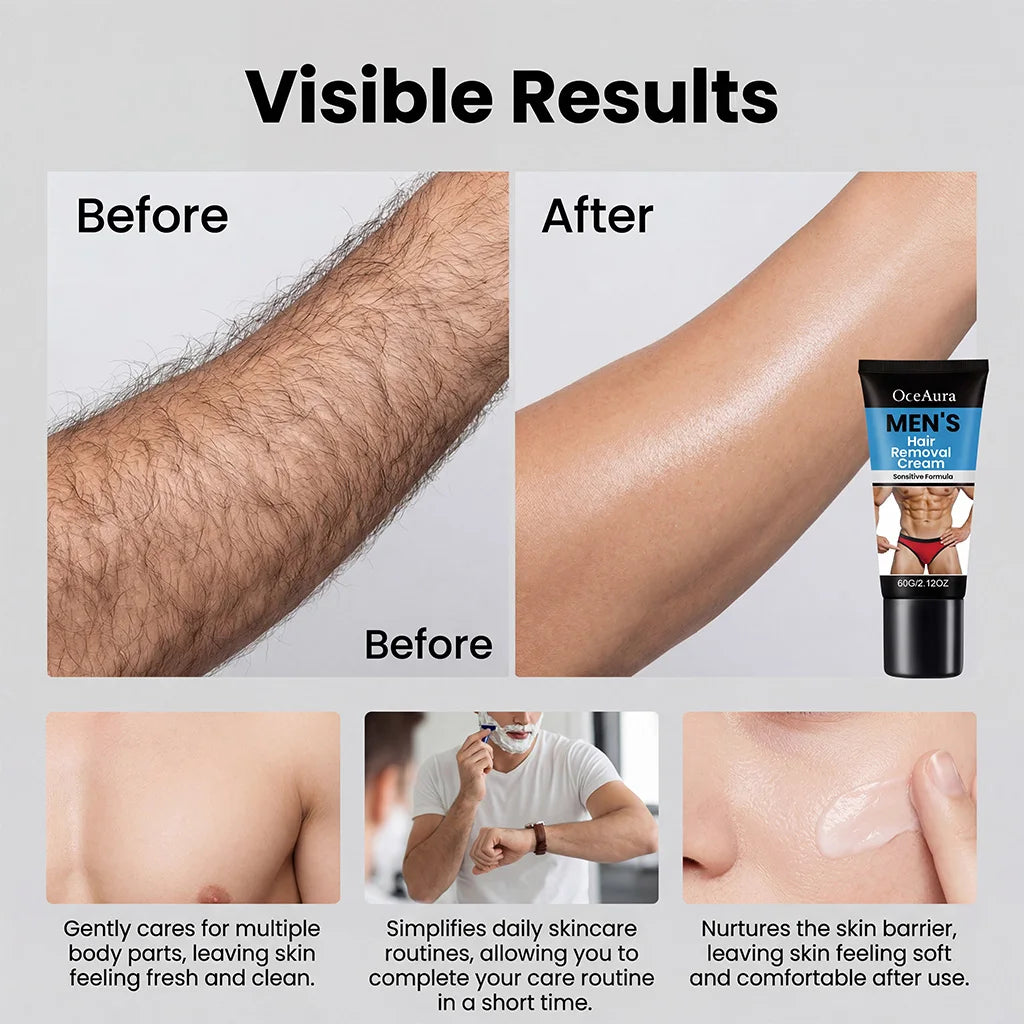 Men's Painless Hair Removal Cream – Body, Legs & Armpit