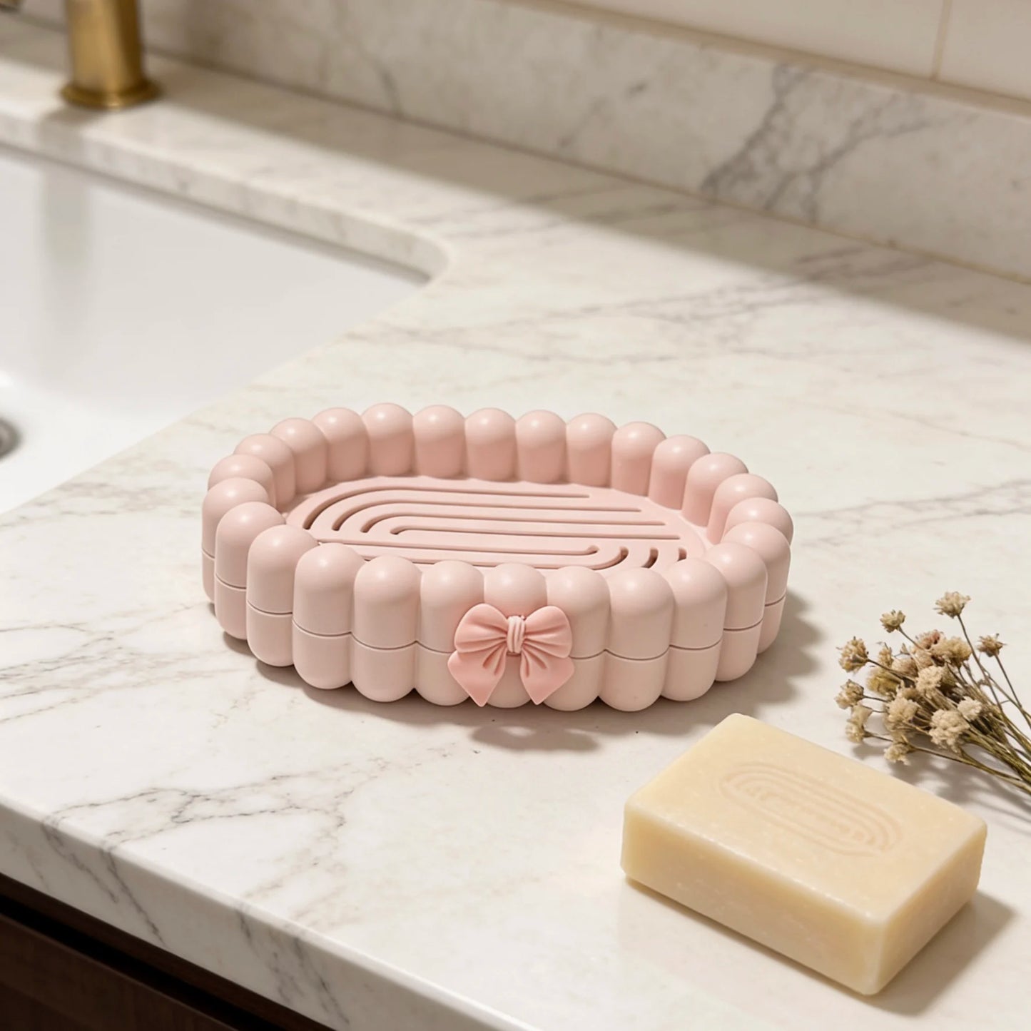 Double Layer Soap Box Large Drainage Soap Holder Household Bathroom Dish Anti-slip Soap Storage Rack for Laundry Room Peaceful Pleasures Health and Wellness Pink