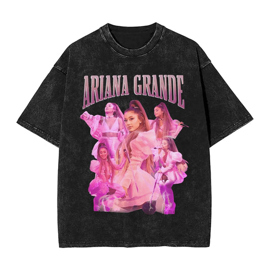 Arianas Men's T Shirts Washed Grande Creative Tees Short Sleeve Crew Neck T-Shirts Cotton Classic Tops Peaceful Pleasures Health and Wellness black M