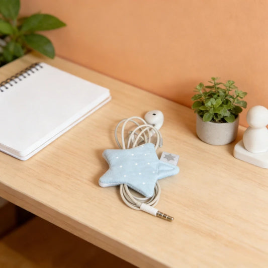Korean Style Star Earphone Storage Data Cable Wired Earphone Organizer Cute Polka Dot Storage Organizer Office Travel Daily Use Peaceful Pleasures Health and Wellness