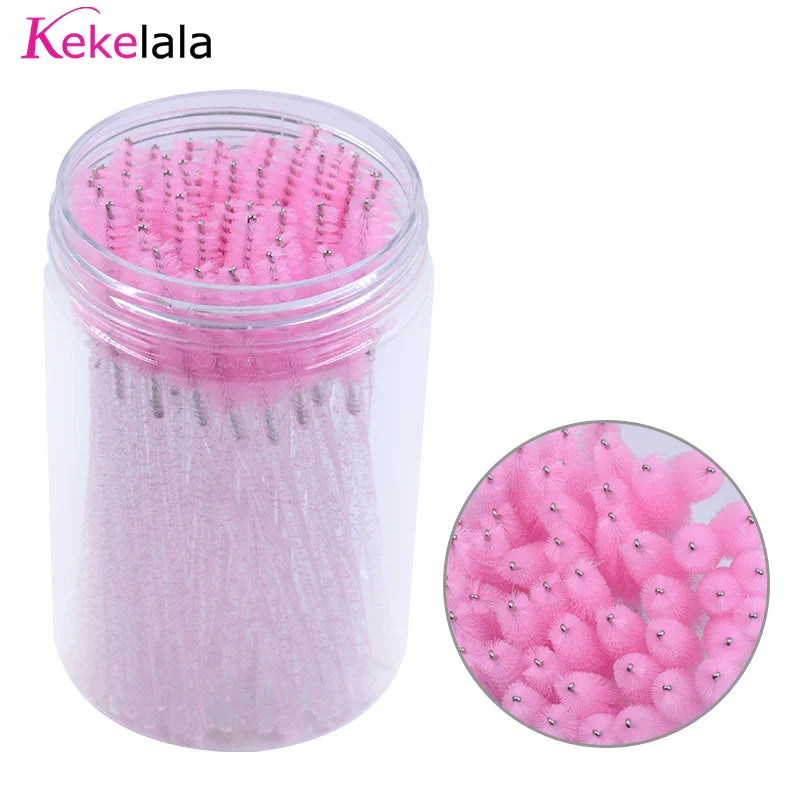 50pc Disposable Mascara Wands & Spoolie Brushes in Bottle