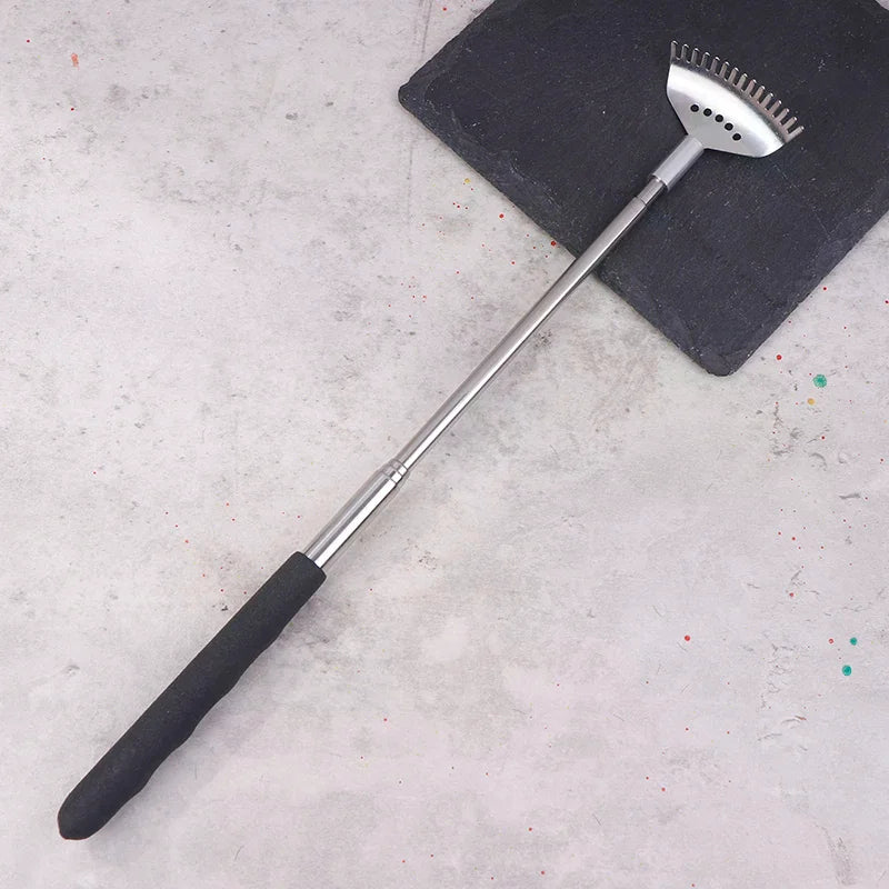 Extendable Back Scratcher with 15 Rakes Stainless Steel Telescopic Handle Portable Rubber Head for Back Cleaning Peaceful Pleasures Health and Wellness