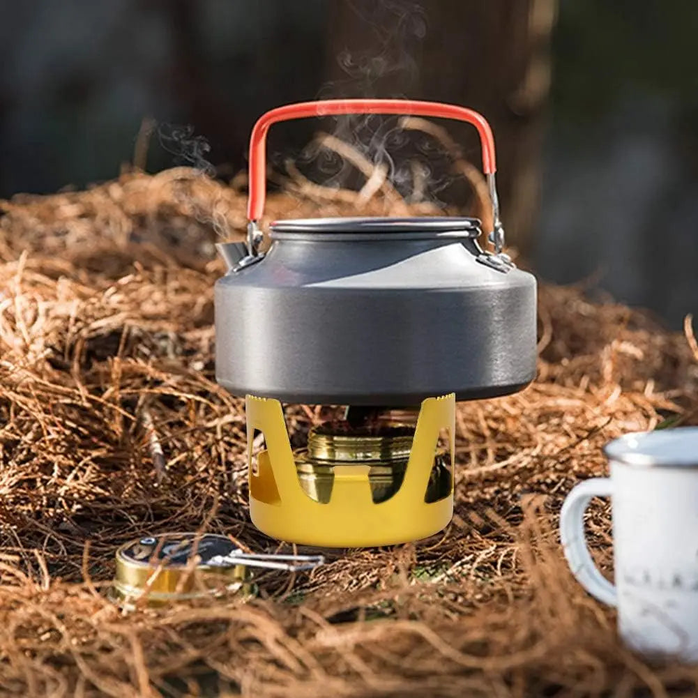 Portable Outdoor Mini Alcohol Stove Burner Ultralight Camping Cookware Set with Brass Spirit Furnace & Pot Holder Stand Peaceful Pleasures Health and Wellness