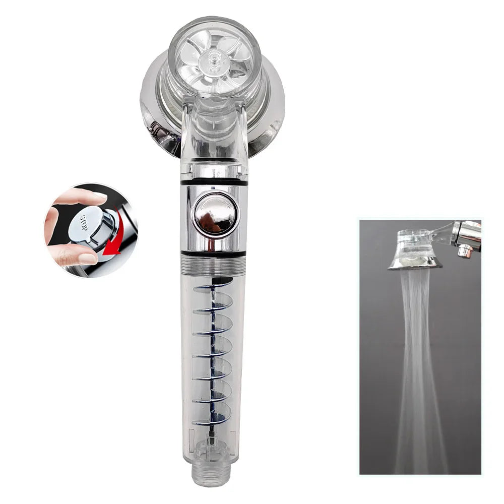 Turbo High-Pressure Handheld Shower Head with Filter & Stop Button
