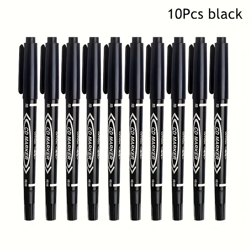 10 Double-Ended Permanent Markers | Fine & Broad Tip, Non-Toxic