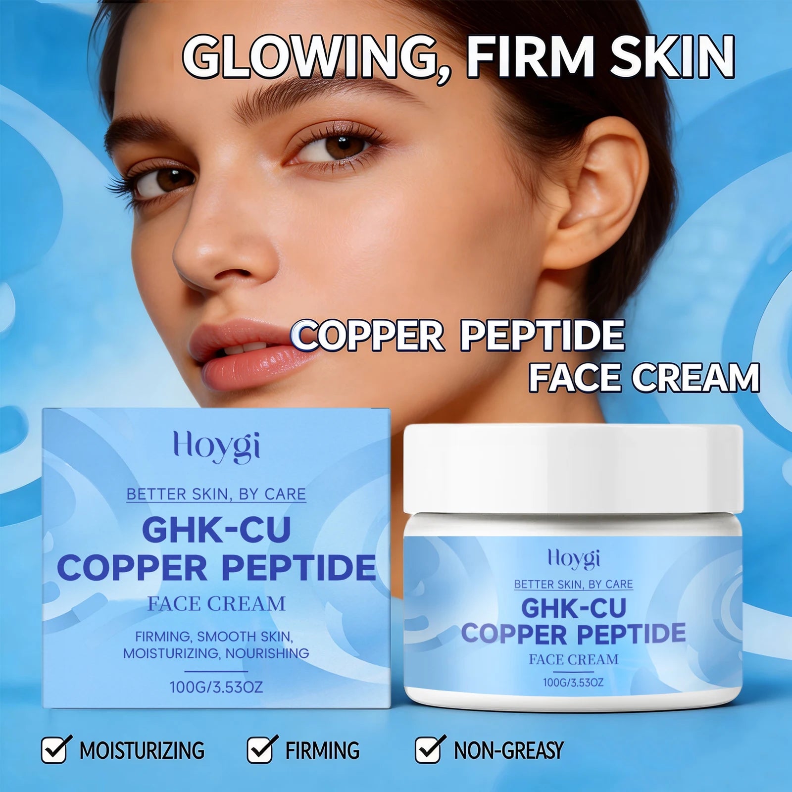 Copper Peptide Face Cream Firming Lifting Ghk-Cu Face Care Cream for Fine Lines Tightening Skin Enhance Elasticity Nourish Skin Peaceful Pleasures Health and Wellness