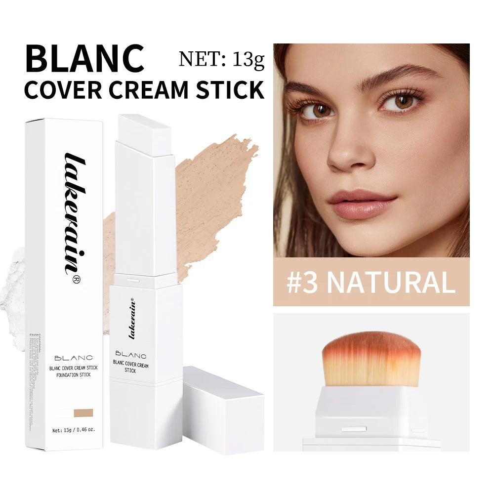 Foundation Stick Color Changing Foundation with Detachable Brush Blanc Cover Cream Stick Changing Hight Coverage Base Makeup Peaceful Pleasures Health and Wellness 3natural