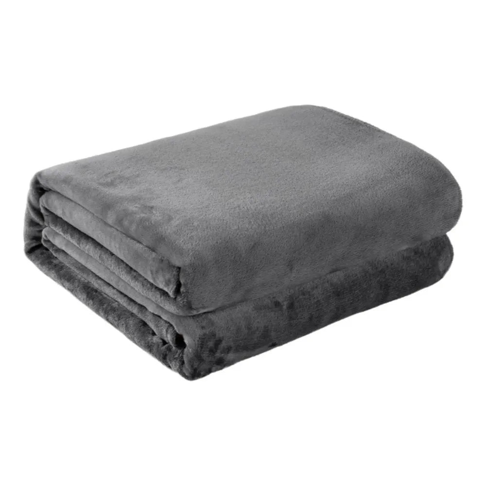 Solid Color Flannel Blanket – Soft Thickened Polyester Throw