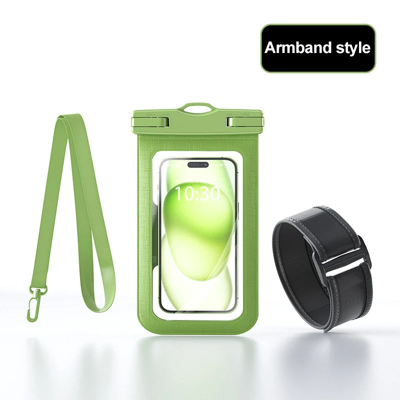 waterproof phone pouch for swimming bag phone case under water IPX8 waterproof bag diving phone case waterproof phone pack Peaceful Pleasures Health and Wellness Green