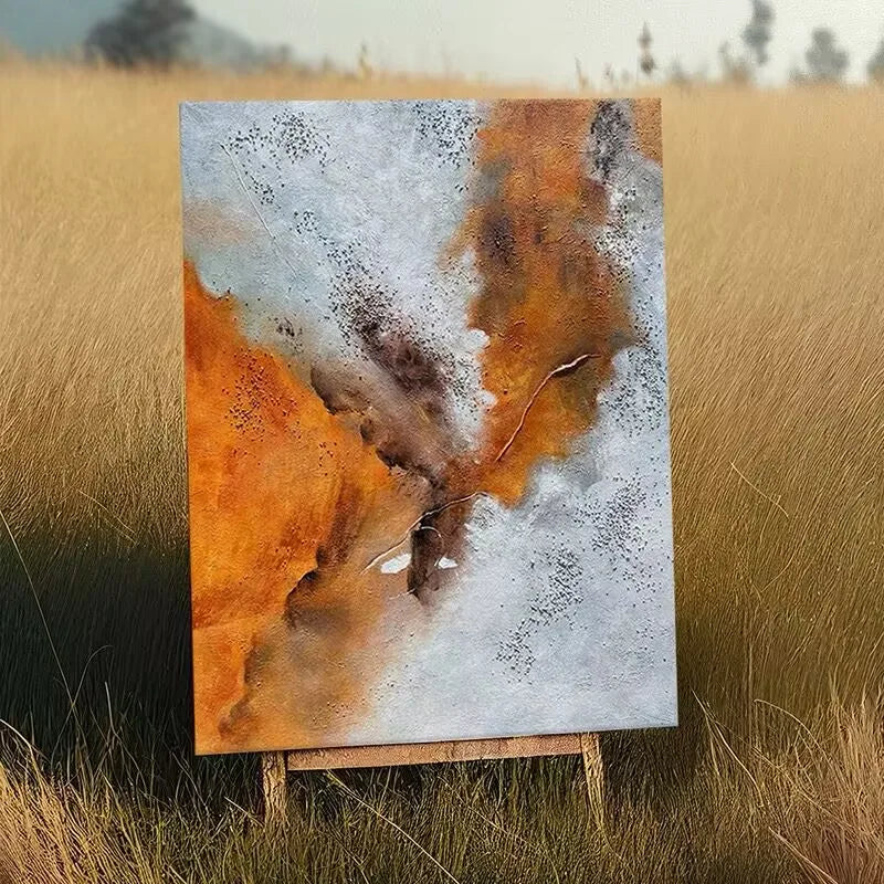 Abstract Yellow Hand-Painted Oil Painting on Canvas | Wall Art Hand-Painted Canvas Art Peaceful Pleasures Health and Wellness No frame 130cmx250cm