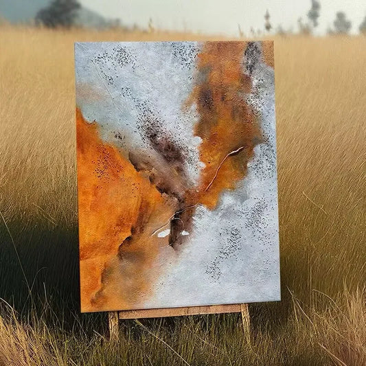 Abstract Yellow Hand-Painted Oil Painting on Canvas | Wall Art Hand-Painted Canvas Art Peaceful Pleasures Health and Wellness No frame 130cmx250cm