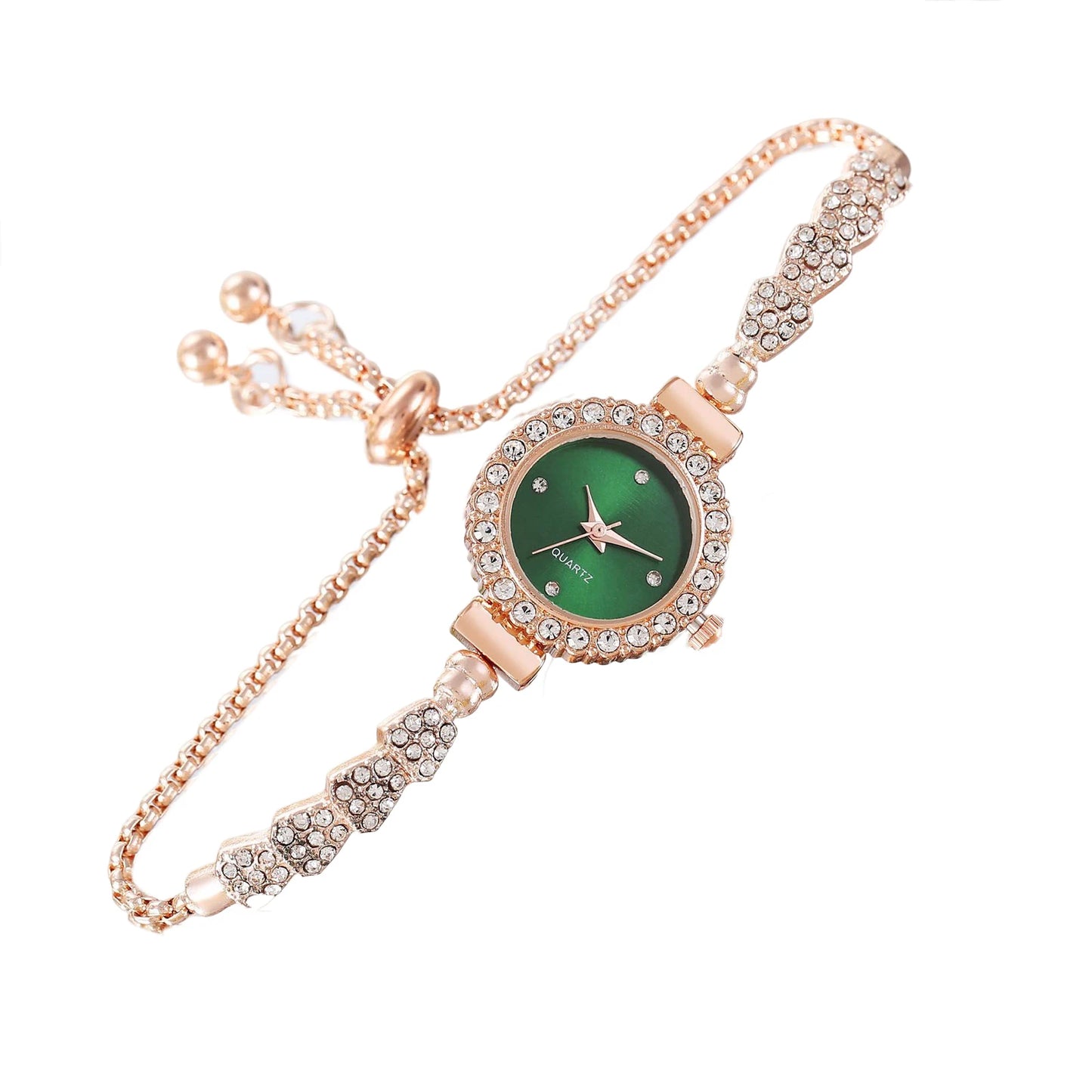 Women's Diamond Watches Bracelet Round Dial Chain Link Bracelet Analog Bangle Wrist Watch eting and Dating Office Peaceful Pleasures Health and Wellness Green