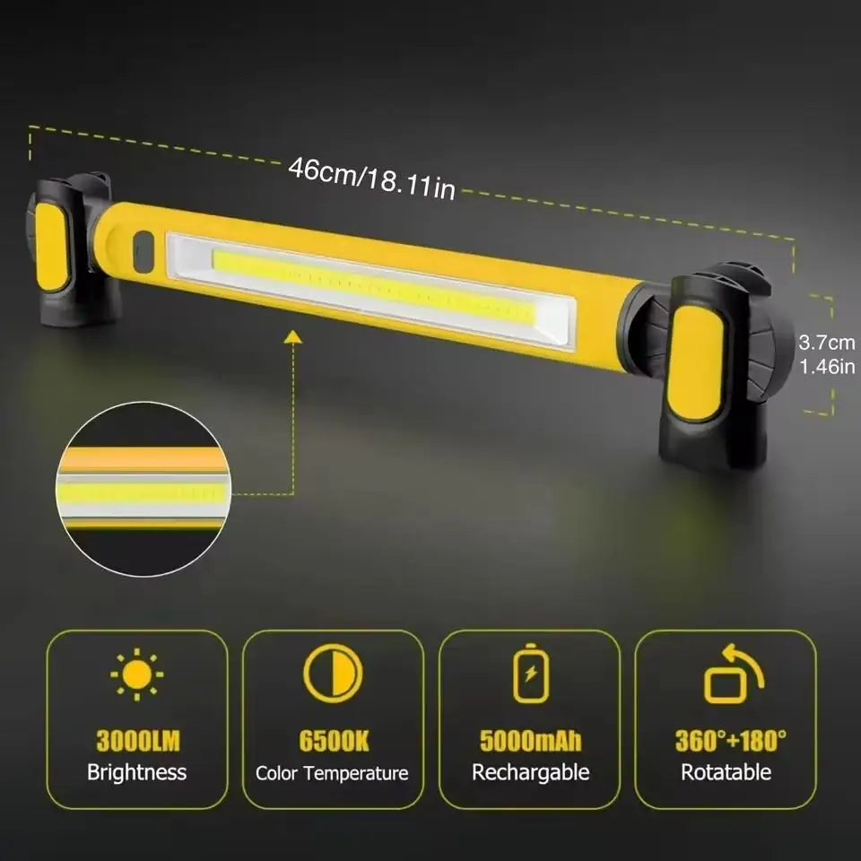 Under Hood Work Light Bar,3000LM LED Magnetic Light Bar with Hooks,5200mAh Cordless Rechargeable Hood Light for car repair Peaceful Pleasures Health and Wellness