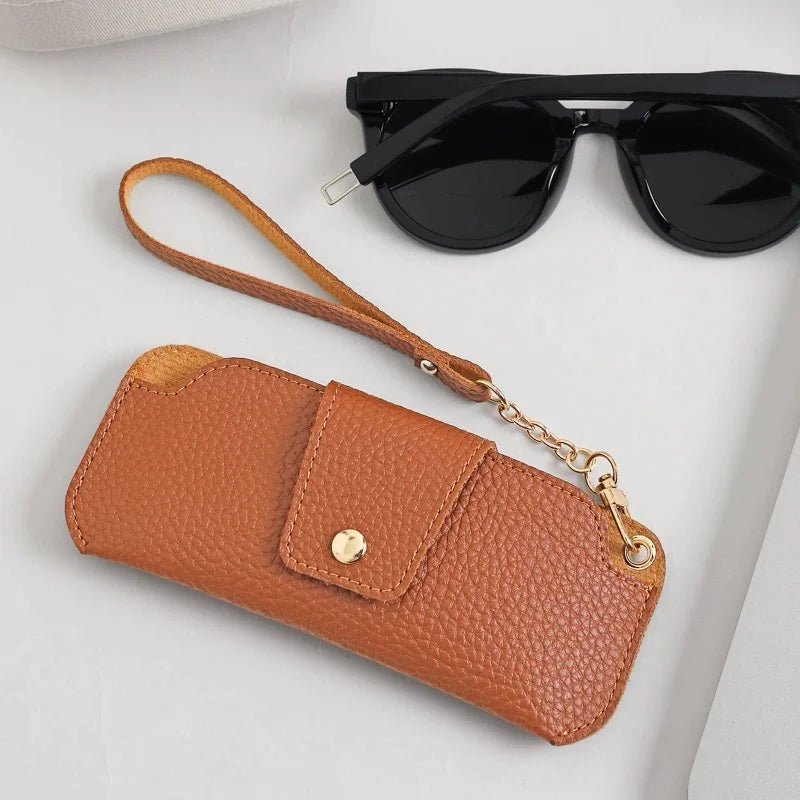 Slim PU Leather Sunglass Case with Wrist Strap | Travel