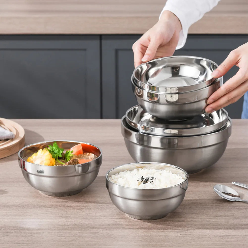 Stainless Steel Bowl Double Layer Thickening Family Kitchens Outdoor