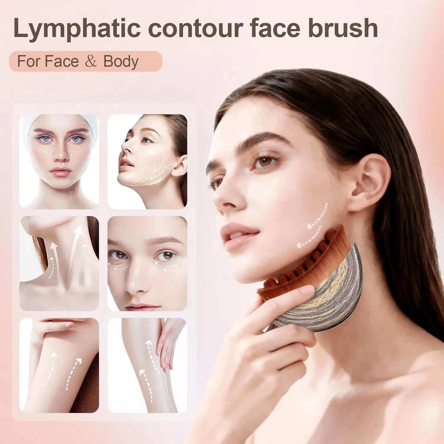 Facial Lymphatic Contour Brush–Ergonomic Dry Brush for Face,Jawline&Chin Sculpting,Lymphatic Massage,Skin Lifting, Anti-Puffine Peaceful Pleasures Health and Wellness