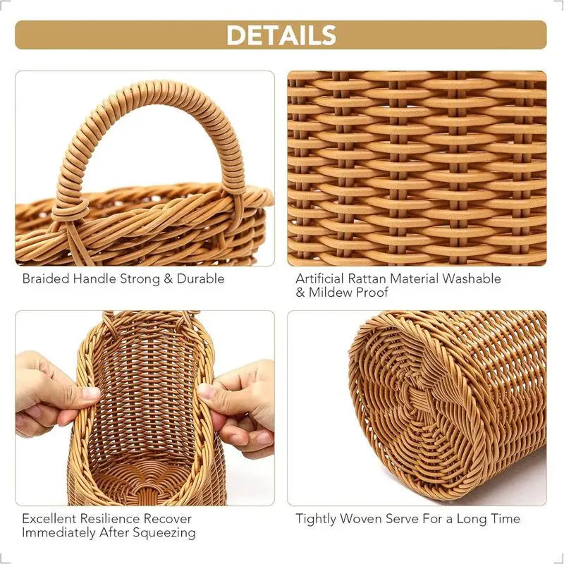 Handmade Woven Storage Basket with Handle | Boho Farmhouse