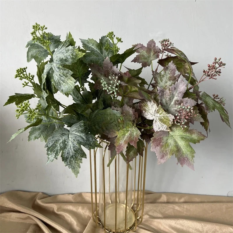Silk Artificial Grape Leaf Branch with Fruit – Wedding Home Decor