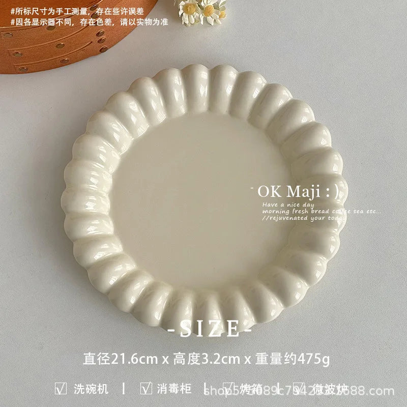 Ceramic Dinner Plates – Round Porcelain Dessert & Pasta Plate Ceramic Dinner Plate Peaceful Pleasures Health and Wellness 8.5Inches