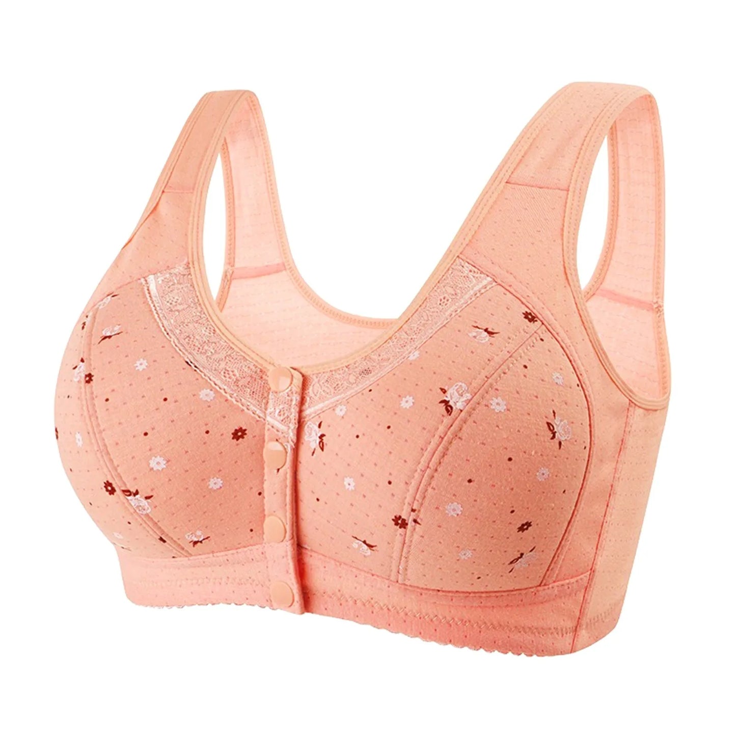 Plus Size Wire-Free Nursing Bra | Floral Front Closure