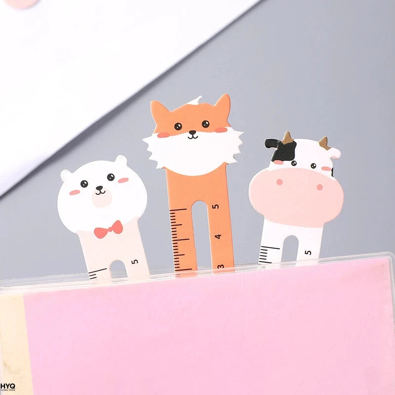 50-Pack Cartoon Animal Bookmarks Dual-purpose Rulers Office School