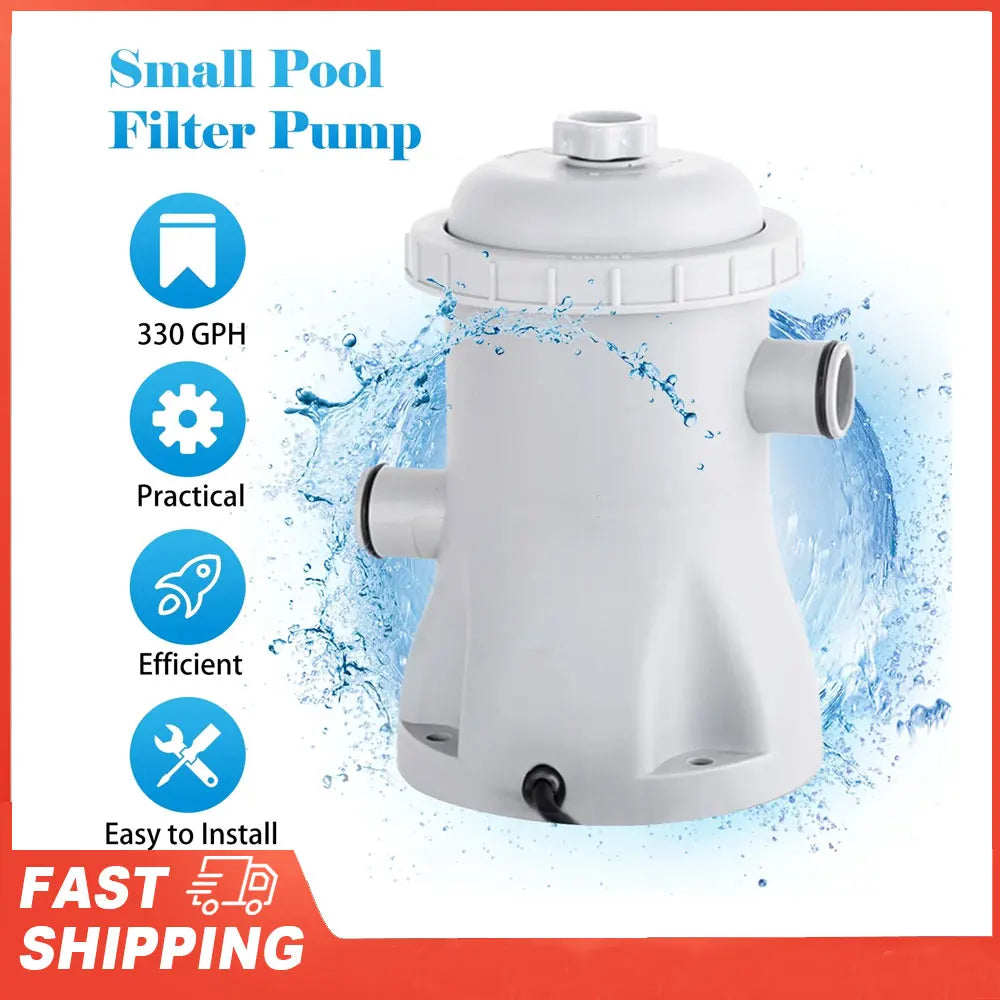 Pool Filter Pump 330 GPH Paddling Electric Water 2 Cartridge Pumps