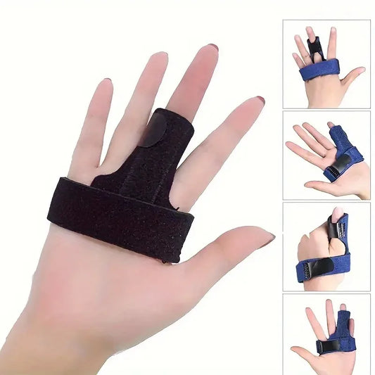 Finger Splint, Adjustable Finger Support Brace, With Fastening Strap For Alleviating Finger Locking, Popping, Bending Peaceful Pleasures Health and Wellness black