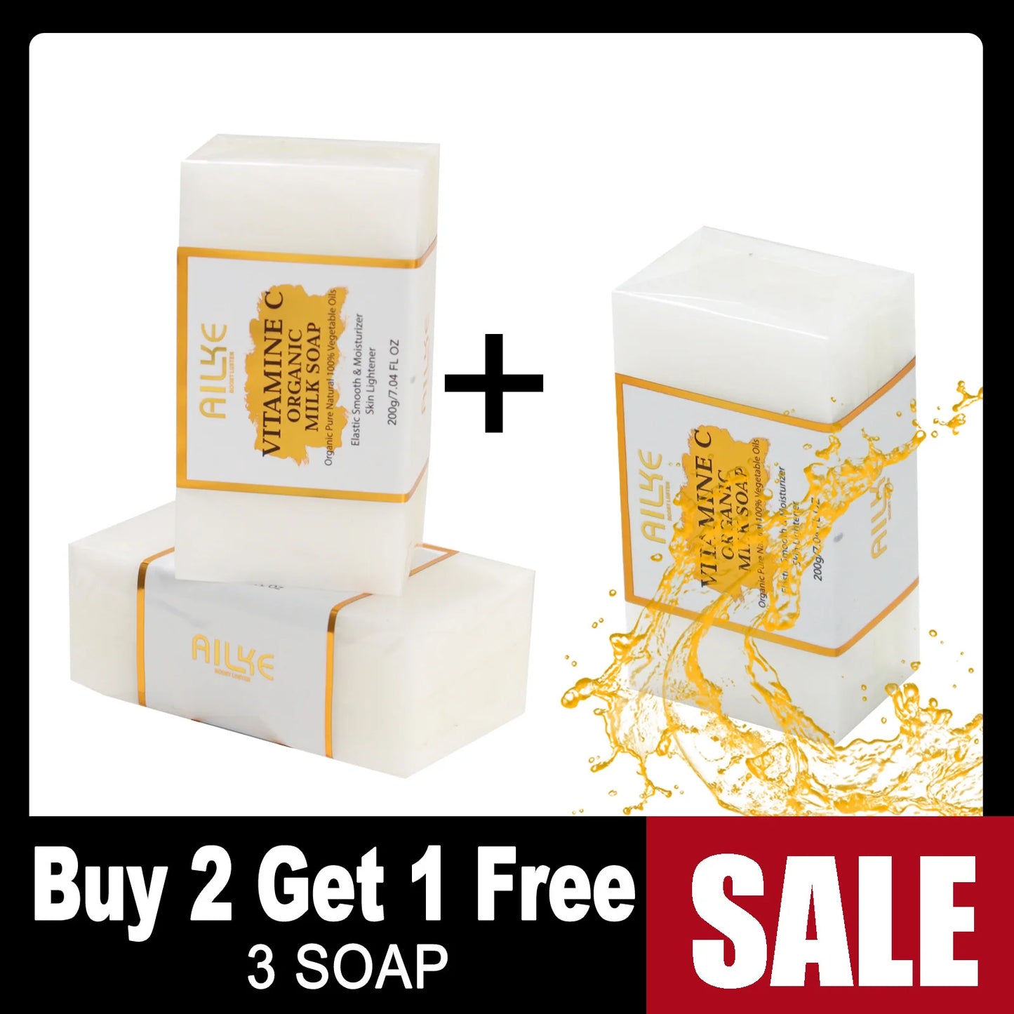 AILKE Vitamin C Organic Milk Soap Bar | Face & Body 200g