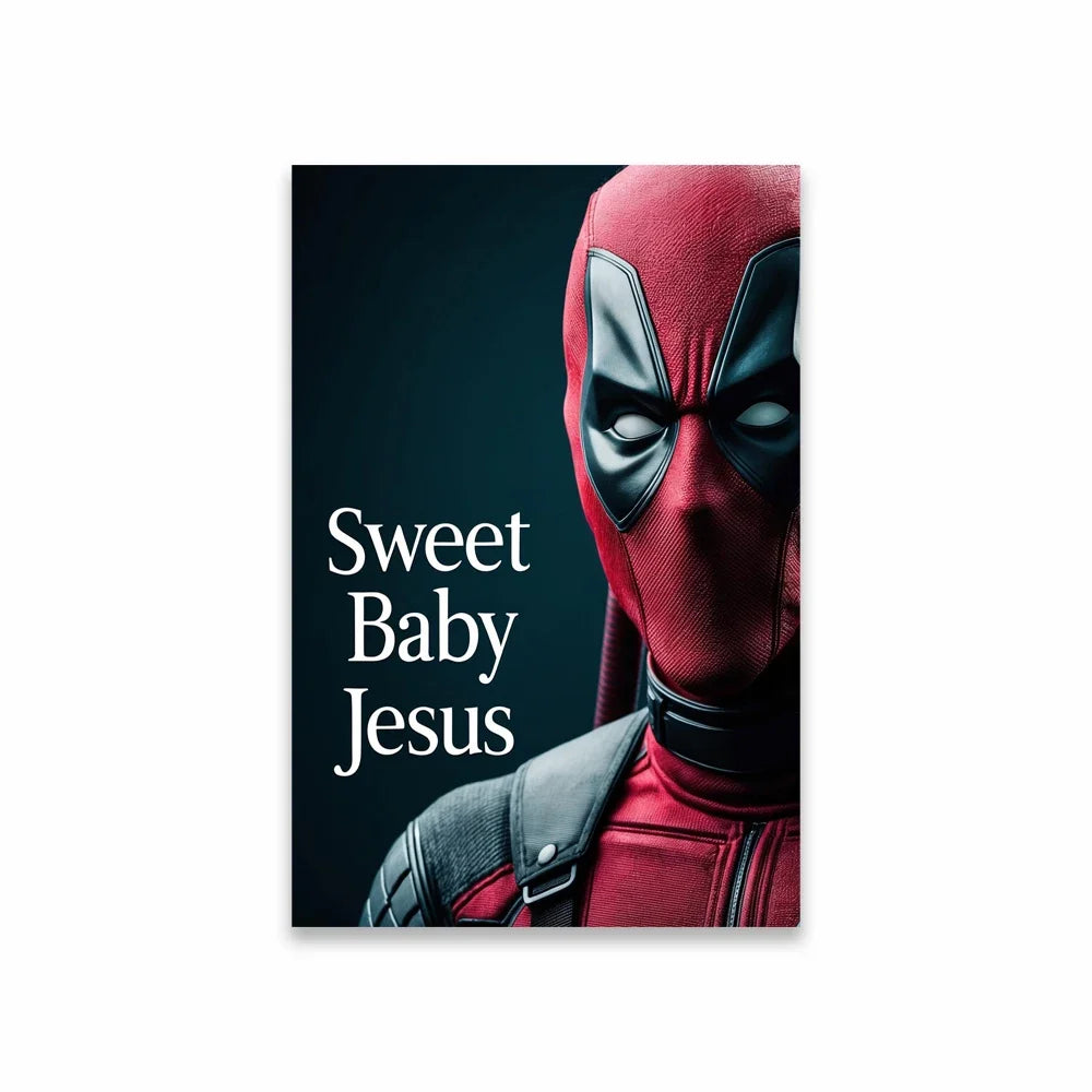 Deadpool Funny Bathroom Poster Sweet Baby Jesus Art Print Disney Superhero Toilet Canvas Painting Home Bathroom Toilet Decor Peaceful Pleasures Health and Wellness 3 55x75cm