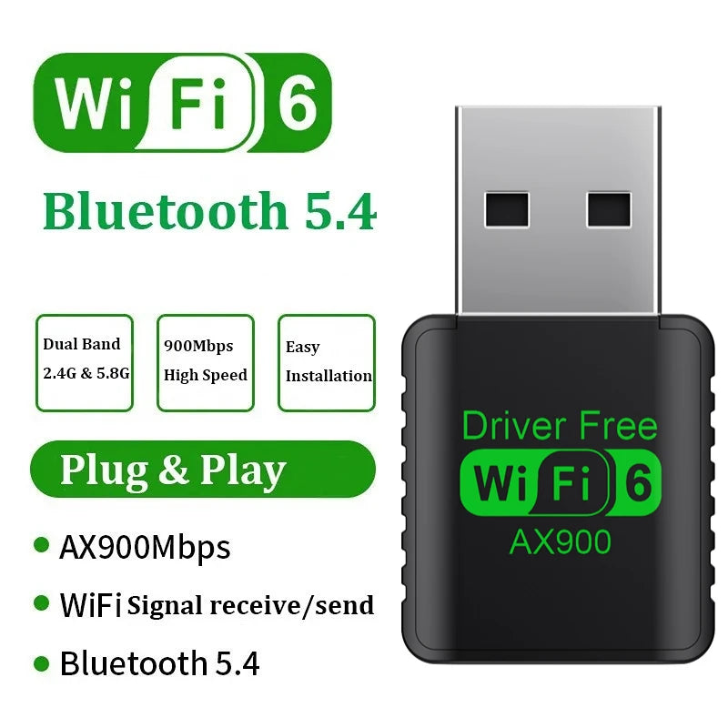 WiFi 6 AX900 Bluetooth 5.4 WiFi USB Adapter Wireless Network Card 2.4G&5GHz Wlan Receiver Signal Receiver For PC/Laptop Win10/11 Peaceful Pleasures Health and Wellness 900M BT5.4