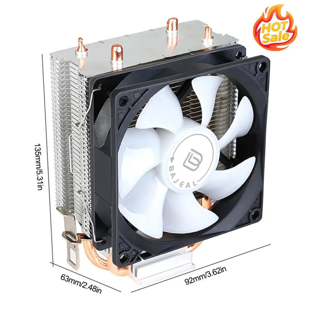 VODOOL 90mm RGB CPU Air Cooler – Dual Heat Pipes, Intel & AMD