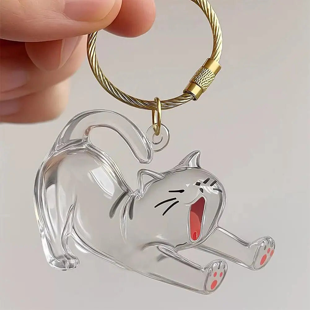Transparent Cat Keychain Charm – Pet Hair Keepsake Storage