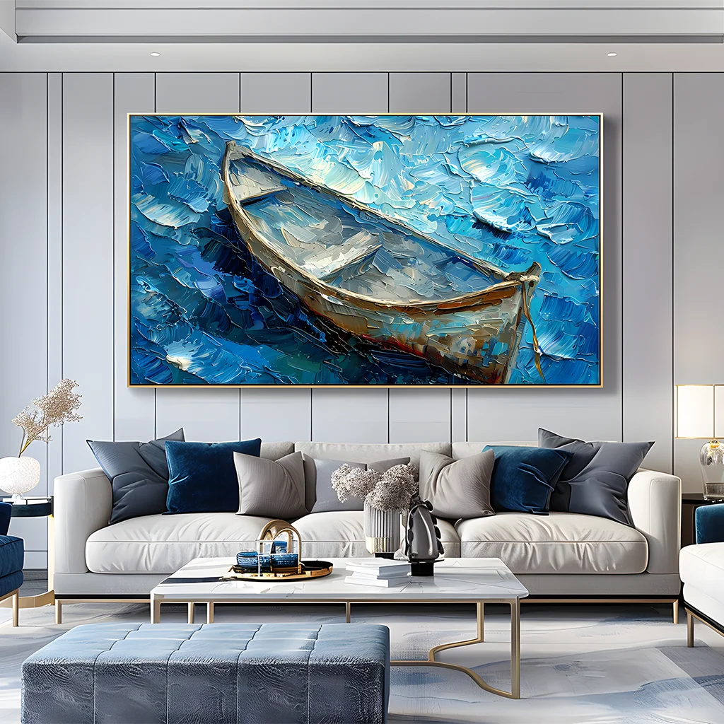 Coastal Impressionist Ocean Canvas Wall Art | Nordic Print Canvas Wall Art Peaceful Pleasures Health and Wellness