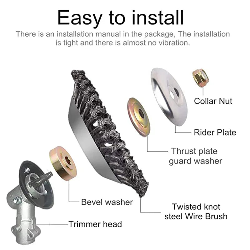 6/8 Inch Steel Wire Weed Brush Cutter Head – Universal Trimmer Peaceful Pleasures Health and Wellness