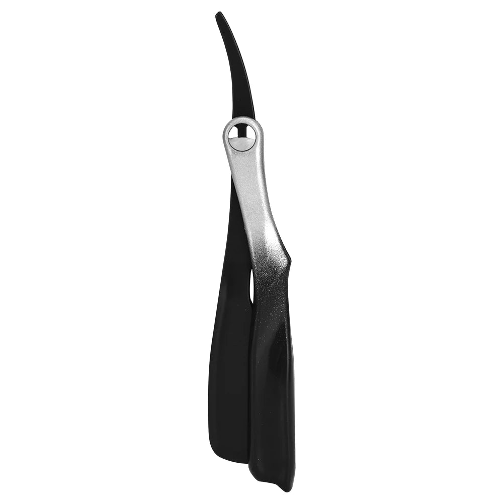 Gradient Gold Handle Magnetic Suction Straight Edge Razor, Portable Foldable Replaceable Blade Shaving Knife For Salon & Travel Peaceful Pleasures Health and Wellness silver